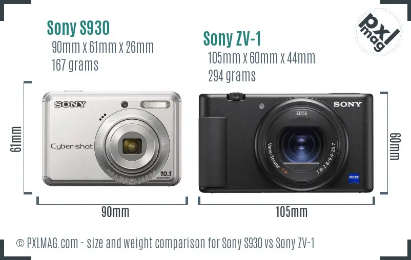 Sony S930 vs Sony ZV-1 size comparison