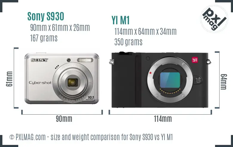 Sony S930 vs YI M1 size comparison