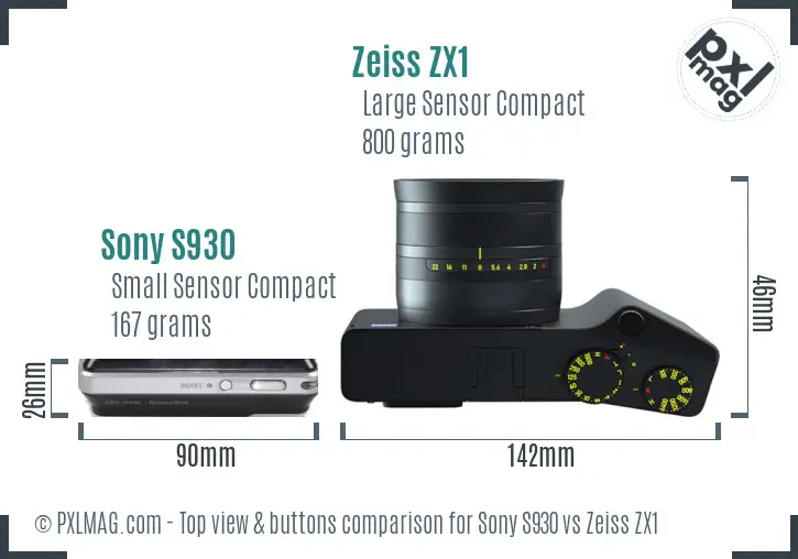 Sony S930 vs Zeiss ZX1 top view buttons comparison