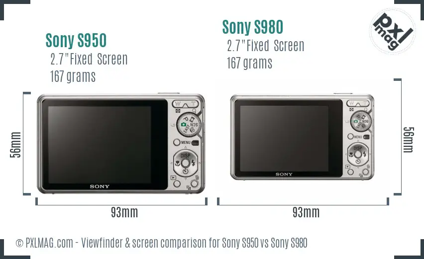 Sony S950 vs Sony S980 Screen and Viewfinder comparison