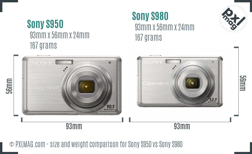 Sony S950 vs Sony S980 size comparison