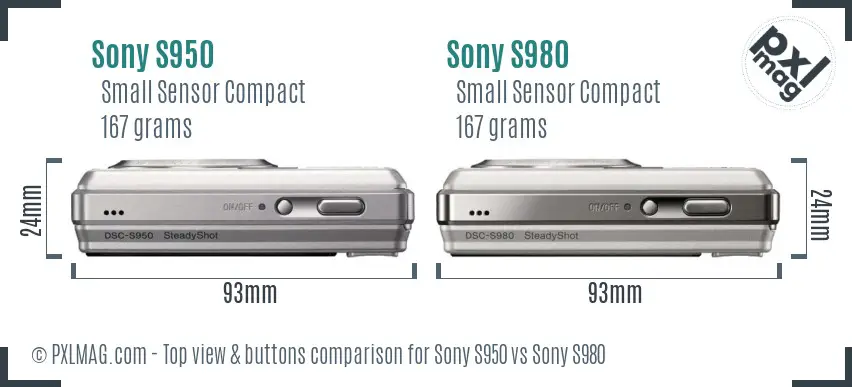Sony S950 vs Sony S980 top view buttons comparison