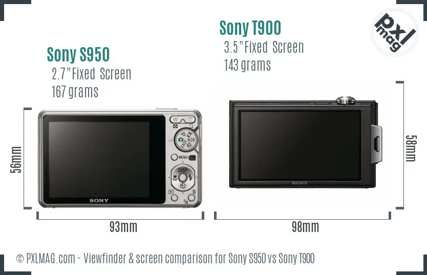 Sony S950 vs Sony T900 Screen and Viewfinder comparison