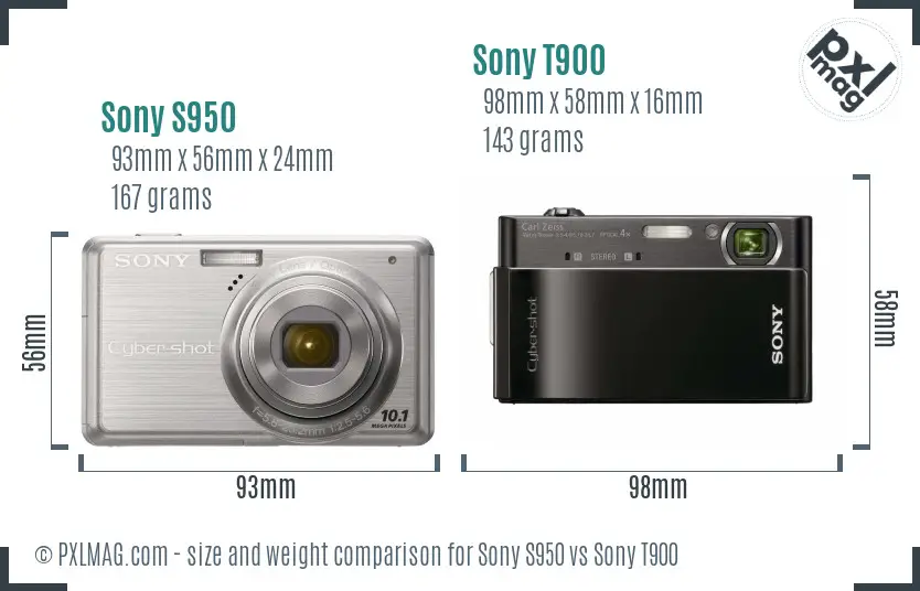 Sony S950 vs Sony T900 size comparison