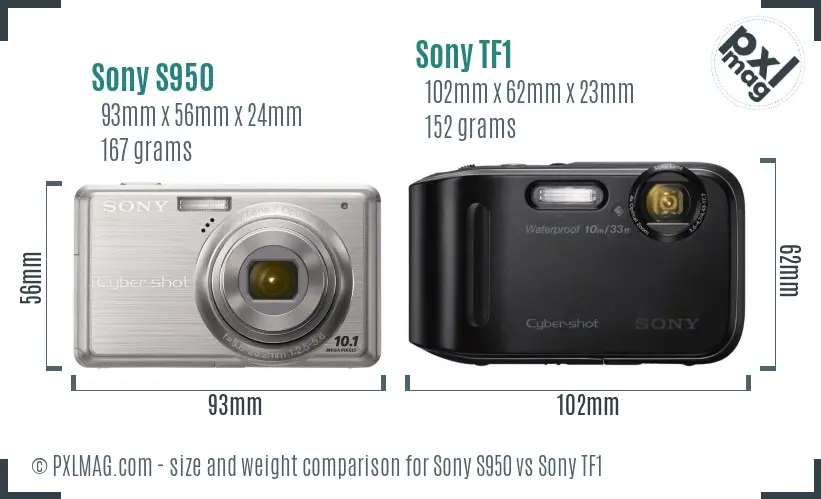 Sony S950 vs Sony TF1 size comparison
