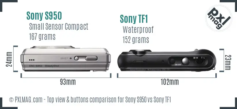 Sony S950 vs Sony TF1 top view buttons comparison