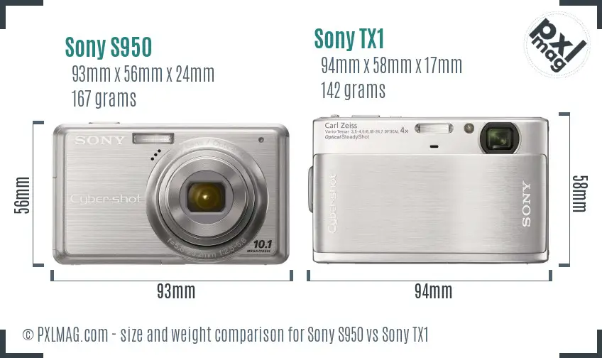 Sony S950 vs Sony TX1 size comparison