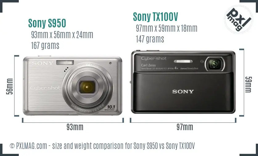 Sony S950 vs Sony TX100V size comparison