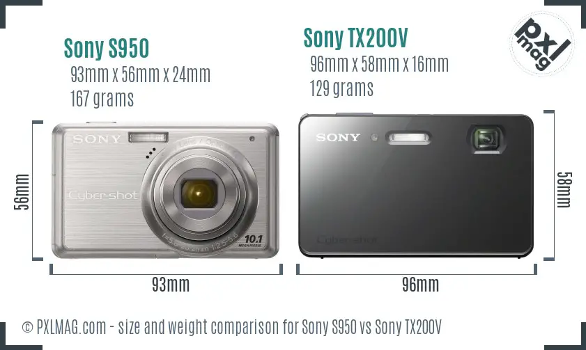 Sony S950 vs Sony TX200V size comparison