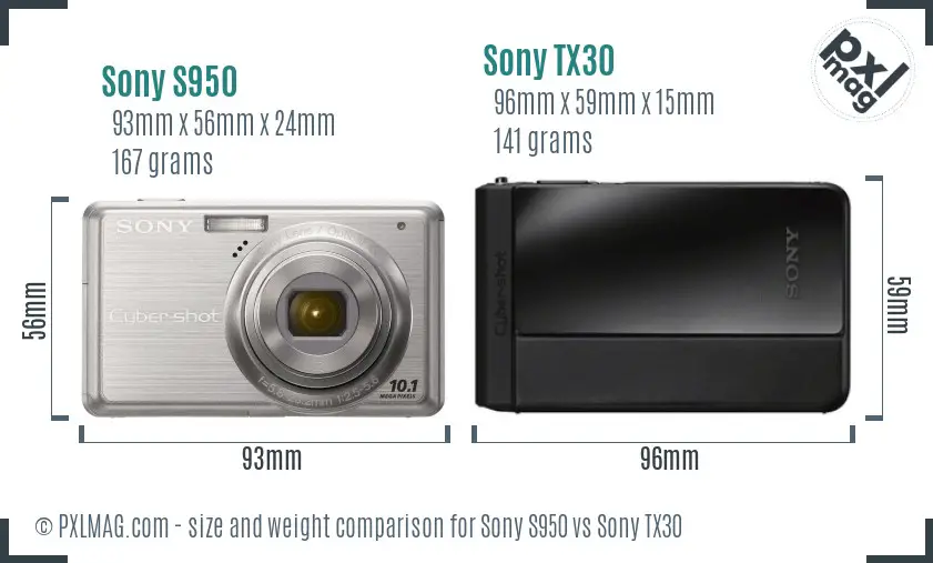 Sony S950 vs Sony TX30 size comparison