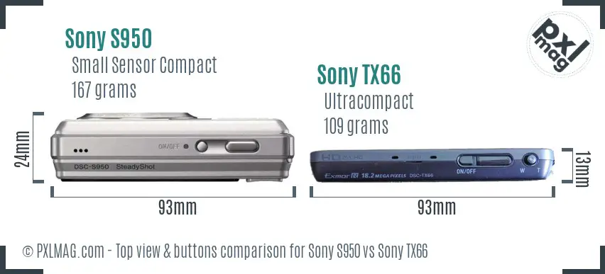 Sony S950 vs Sony TX66 top view buttons comparison