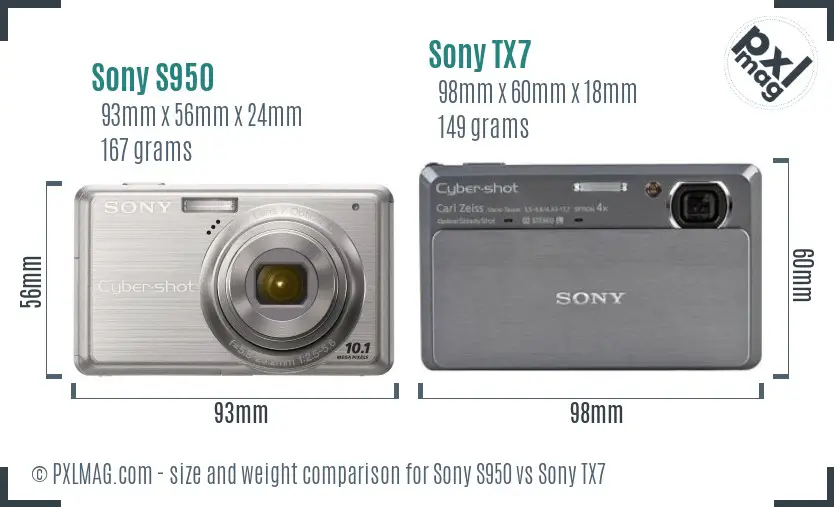 Sony S950 vs Sony TX7 size comparison
