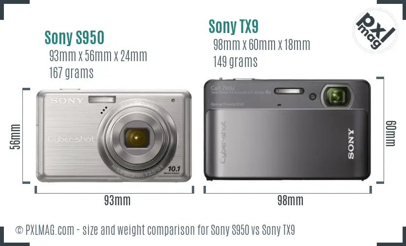 Sony S950 vs Sony TX9 size comparison