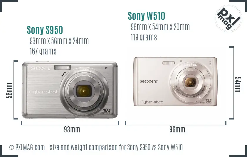 Sony S950 vs Sony W510 size comparison