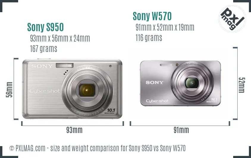 Sony S950 vs Sony W570 size comparison