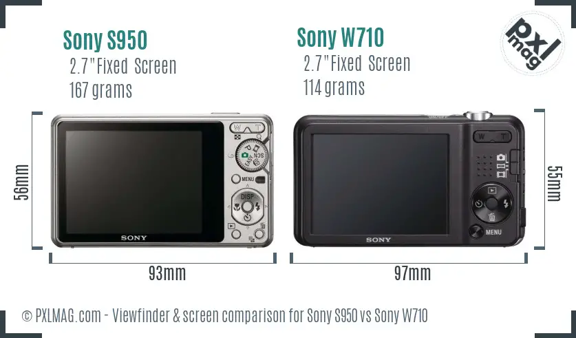 Sony S950 vs Sony W710 Screen and Viewfinder comparison
