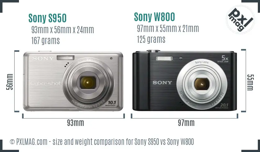 Sony S950 vs Sony W800 size comparison