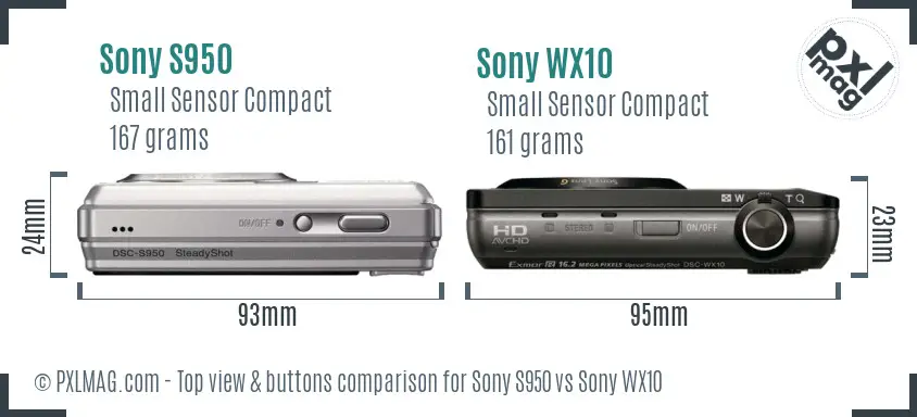 Sony S950 vs Sony WX10 top view buttons comparison