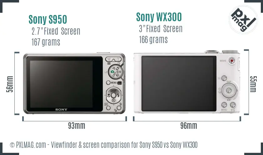 Sony S950 vs Sony WX300 Screen and Viewfinder comparison