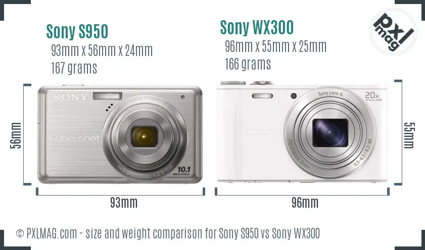 Sony S950 vs Sony WX300 size comparison