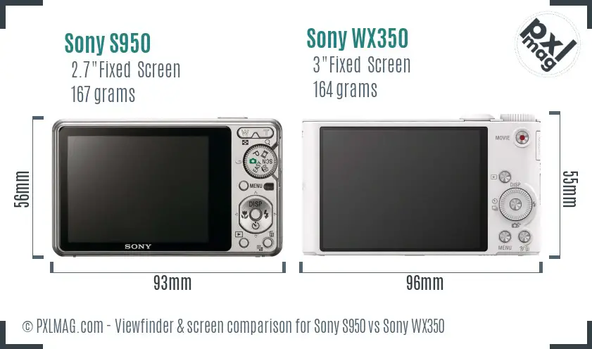 Sony S950 vs Sony WX350 Screen and Viewfinder comparison