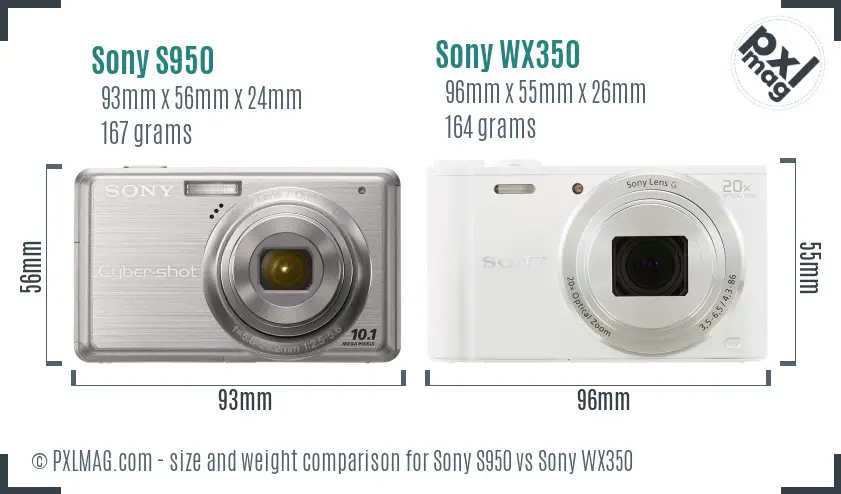 Sony S950 vs Sony WX350 size comparison