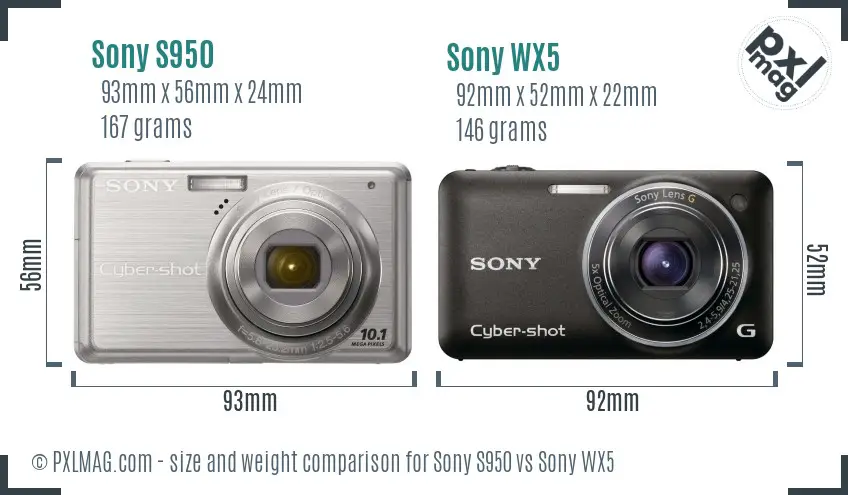 Sony S950 vs Sony WX5 size comparison