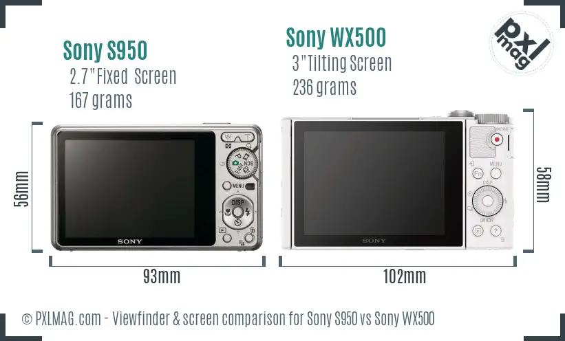 Sony S950 vs Sony WX500 Screen and Viewfinder comparison