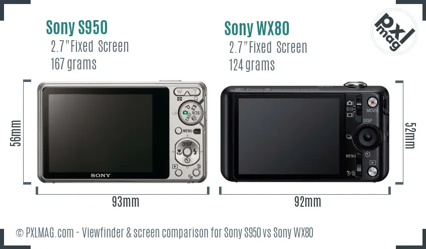 Sony S950 vs Sony WX80 Screen and Viewfinder comparison