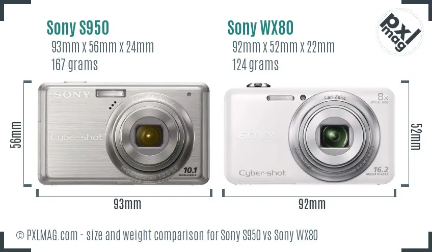 Sony S950 vs Sony WX80 size comparison