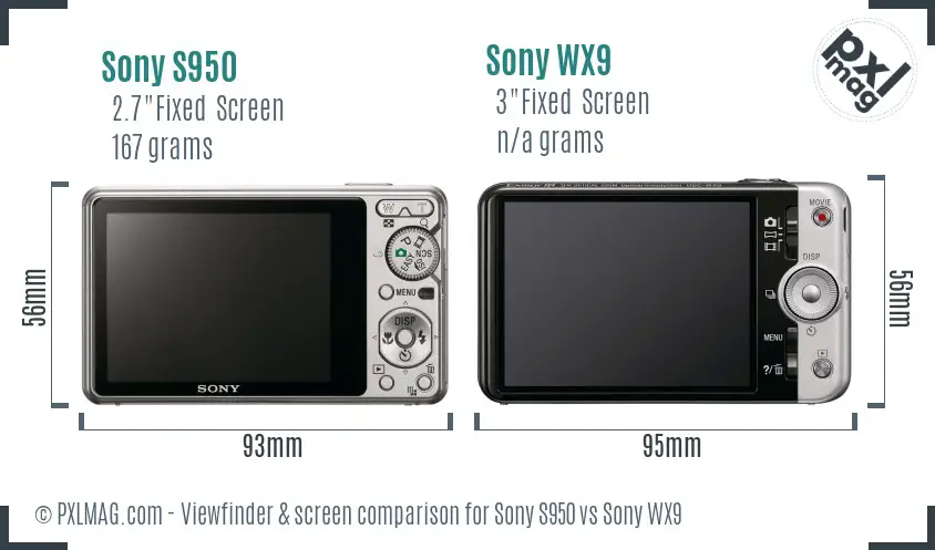 Sony S950 vs Sony WX9 Screen and Viewfinder comparison