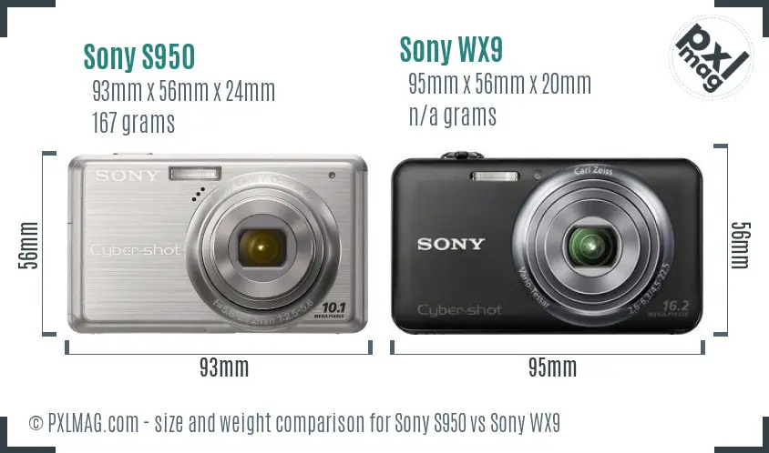 Sony S950 vs Sony WX9 size comparison