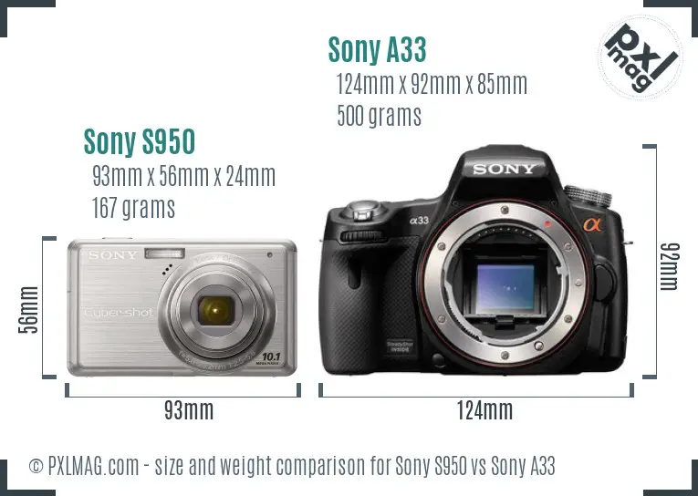 Sony S950 vs Sony A33 size comparison