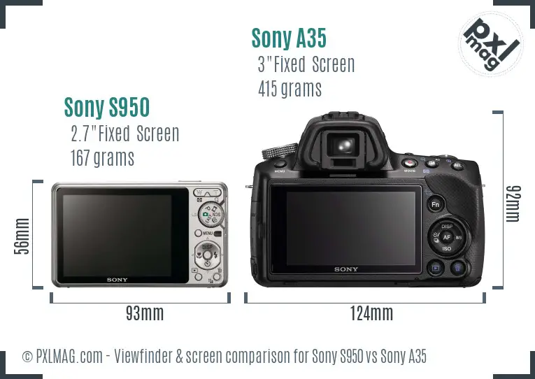 Sony S950 vs Sony A35 Screen and Viewfinder comparison