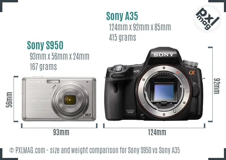 Sony S950 vs Sony A35 size comparison