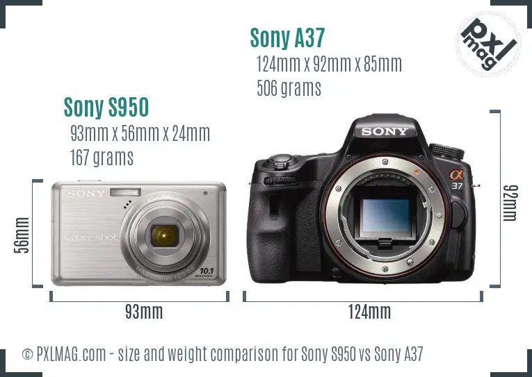 Sony S950 vs Sony A37 size comparison