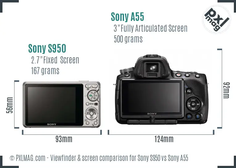 Sony S950 vs Sony A55 Screen and Viewfinder comparison