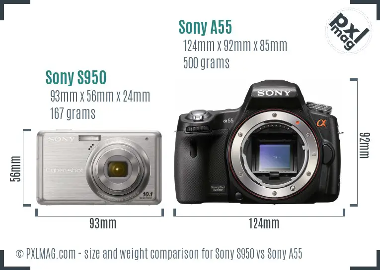 Sony S950 vs Sony A55 size comparison