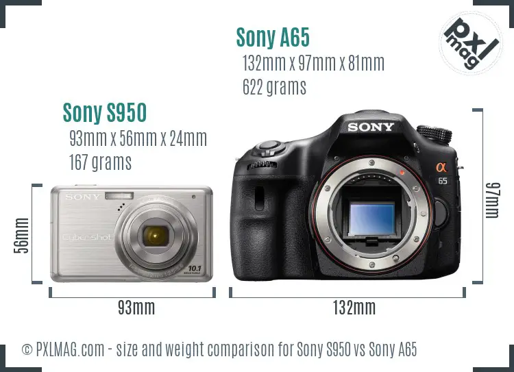 Sony S950 vs Sony A65 size comparison
