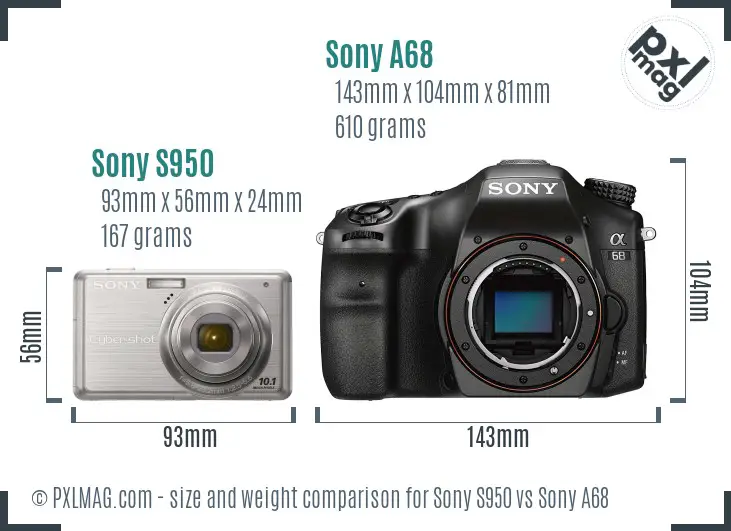 Sony S950 vs Sony A68 size comparison