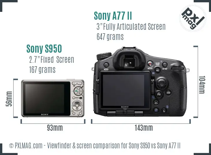 Sony S950 vs Sony A77 II Screen and Viewfinder comparison
