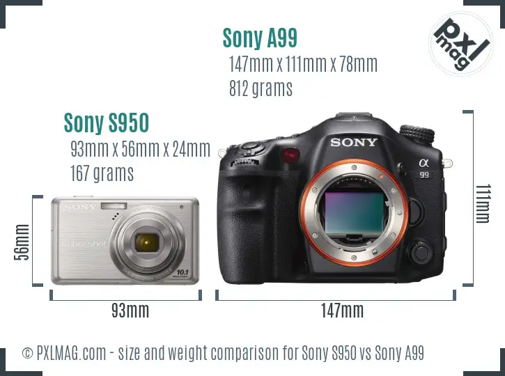 Sony S950 vs Sony A99 size comparison