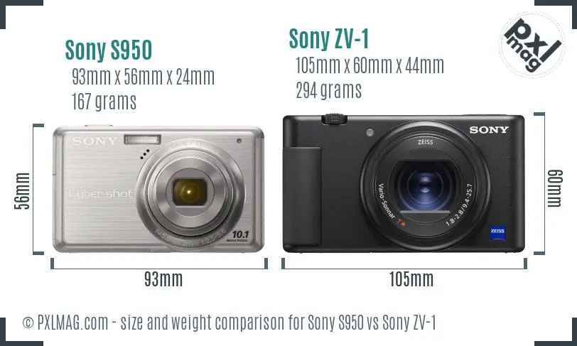 Sony S950 vs Sony ZV-1 size comparison