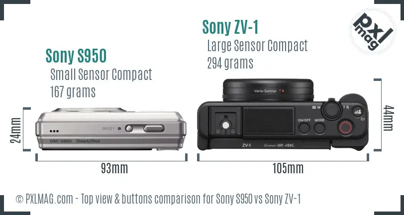 Sony S950 vs Sony ZV-1 top view buttons comparison