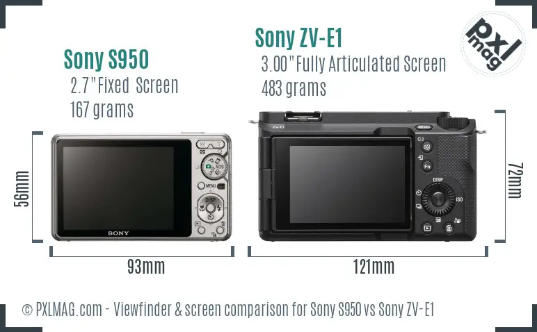 Sony S950 vs Sony ZV-E1 Screen and Viewfinder comparison Sony S950 vs Sony ZV-E1 Screen and Viewfinder comparison