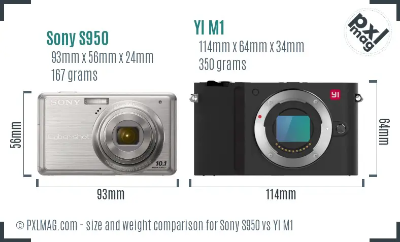 Sony S950 vs YI M1 size comparison