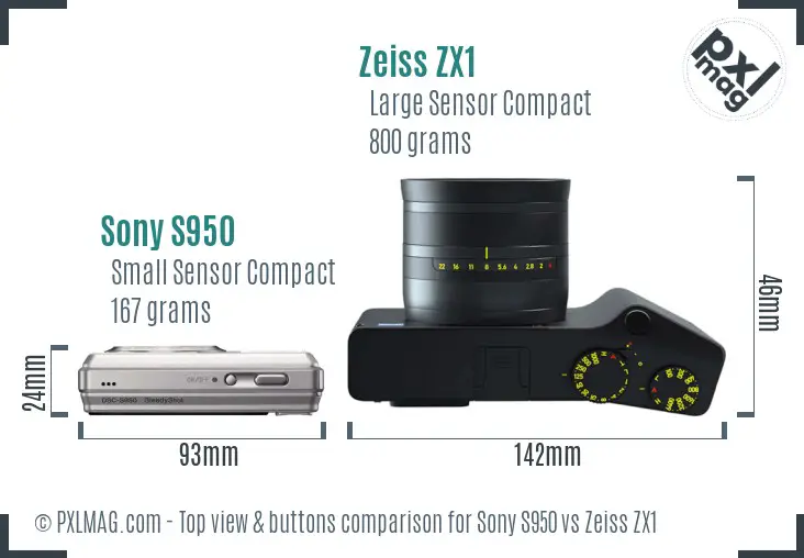 Sony S950 vs Zeiss ZX1 top view buttons comparison