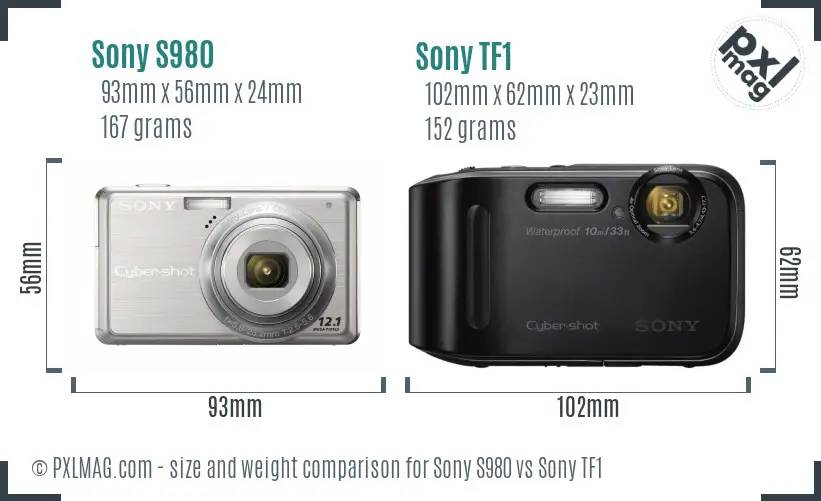 Sony S980 vs Sony TF1 size comparison