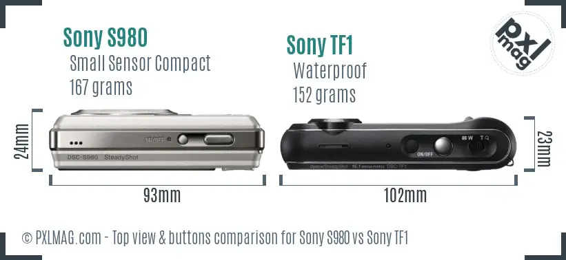 Sony S980 vs Sony TF1 top view buttons comparison