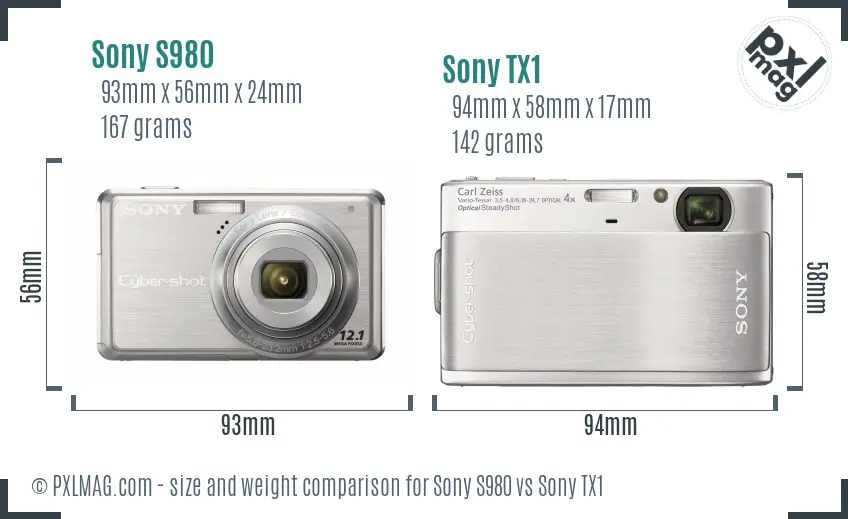 Sony S980 vs Sony TX1 size comparison
